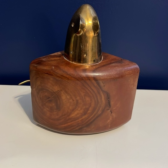 MCM Inspired Wood Cheese With Brass Mouse - Picture 3 of 4